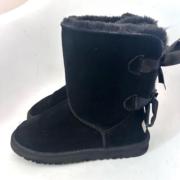 UGG Australia Bailey Bow II Genuine Shearling Boot Size 8 Black Suede Leatherl - Picture 5 of 11